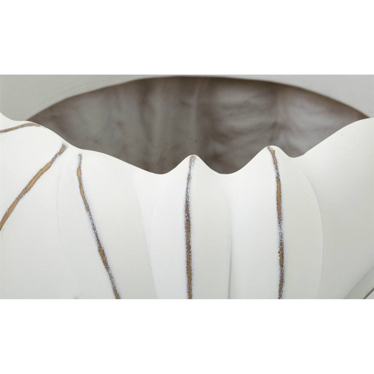 Cache-pot rond relief floral MODERN blanc patiné, RECOLLECTION