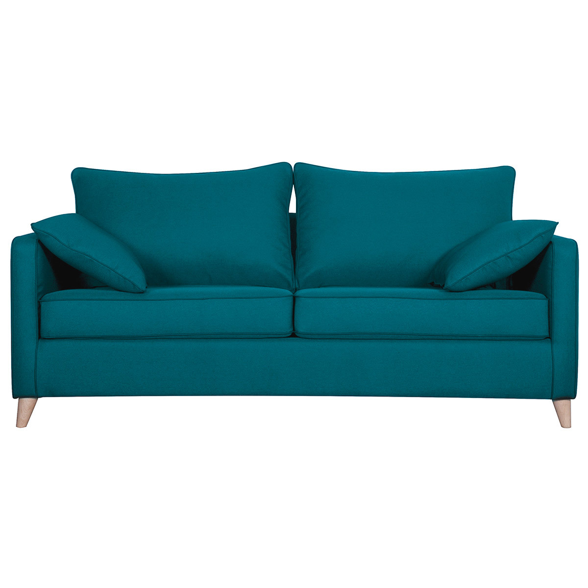 Canapé convertible scandinave 3 places avec matelas 10 cm PAPEL bleu canard, MILIBOO