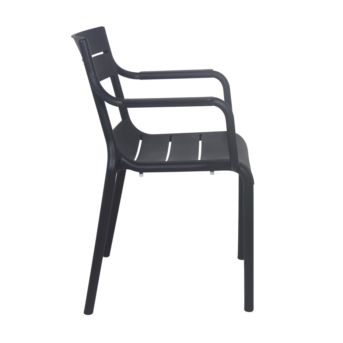 Lot de 4 chaises de terrasse avec accoudoirs en plastique, PANAME noir, OVIALA
