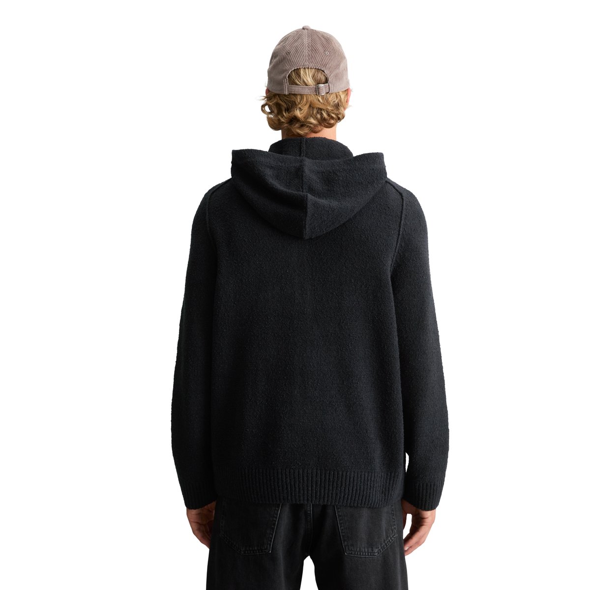 Sweat à capuche en maille bouclée, coupe classique en mélange de coton bio noir, MARC O’POLO DENIM