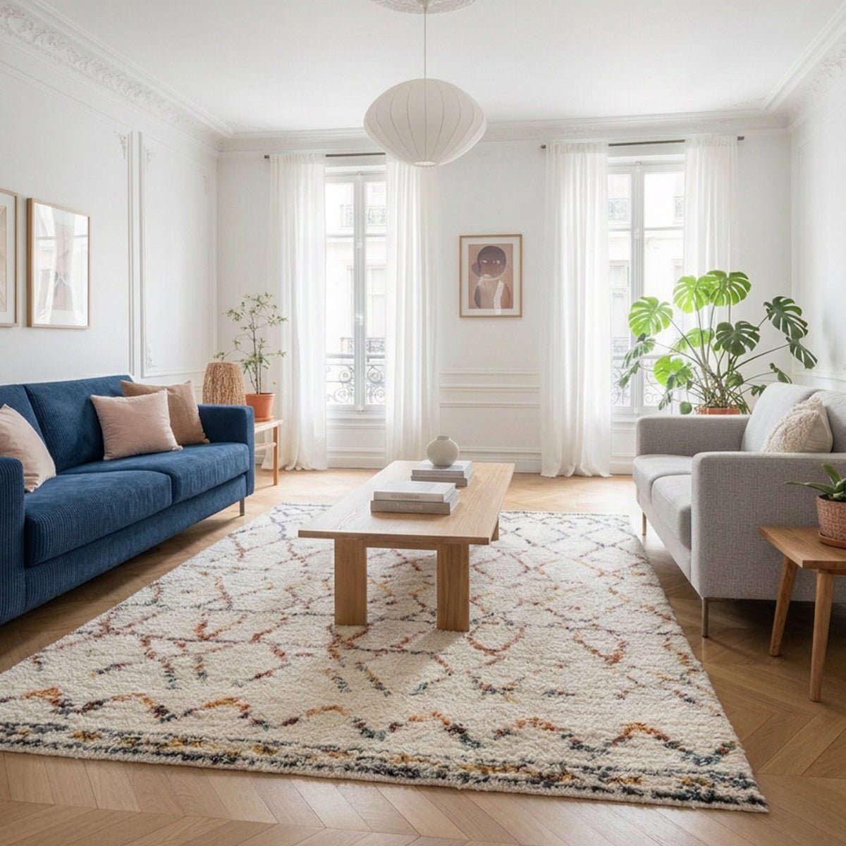 Tapis doux et épais de style ethnique TIFAWT palette colorée, AFK LIVING