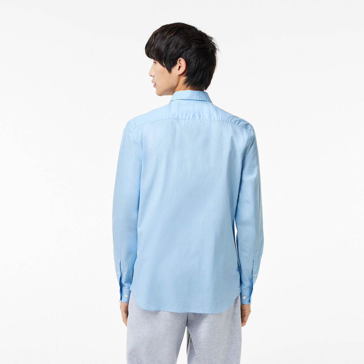 Camisa em popelina, mangas compridas azul claro, LACOSTE