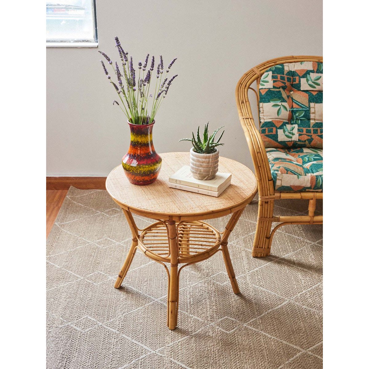 Table basse en rotin Léonie N°1016 - Bon état bois clair, DEBONGOUT