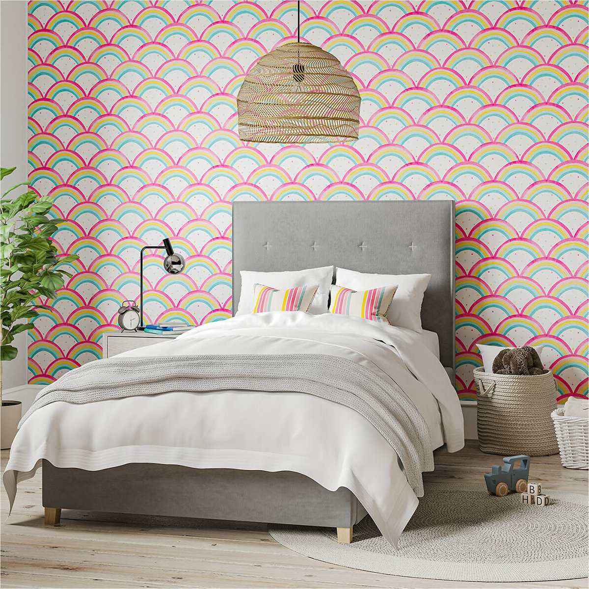 50x1000cm Rainbow Bright Wallpaper cherry/blossom/pineapple/sky, HARLEQUIN