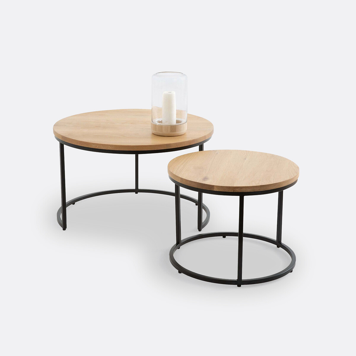 Lot de 2 tables basses gigognes en chêne, HIBA chêne, LA REDOUTE INTERIEURS
