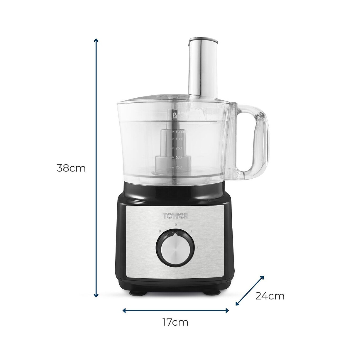 750W Multi-Function Food Processor with 2L Bowl - T18008 black, TOWER