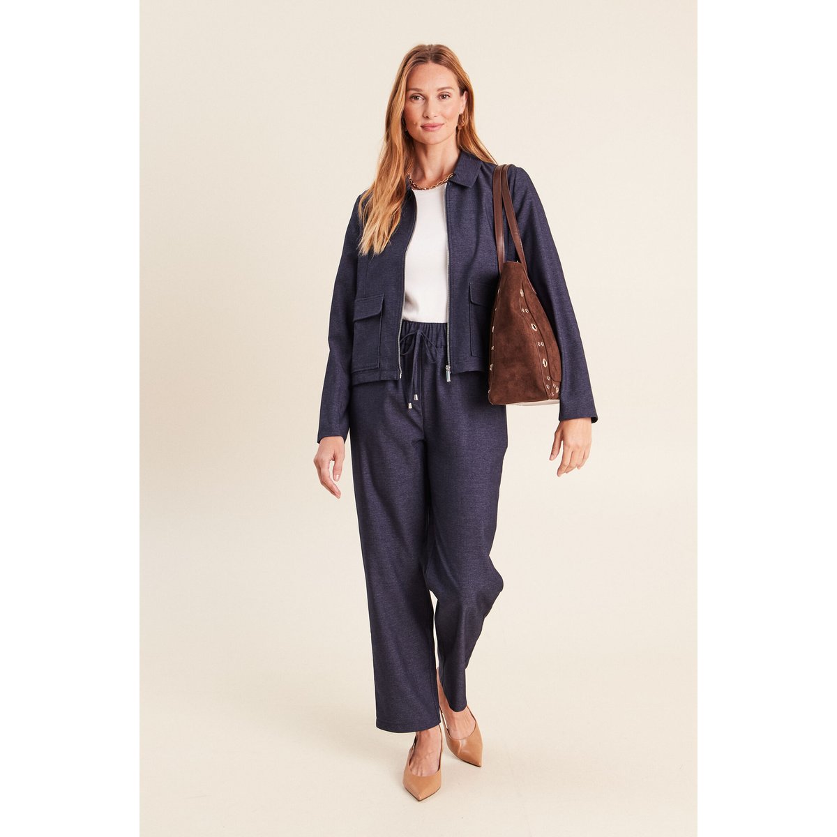 Veste courte droite en jean doublée denim brut, BREAL