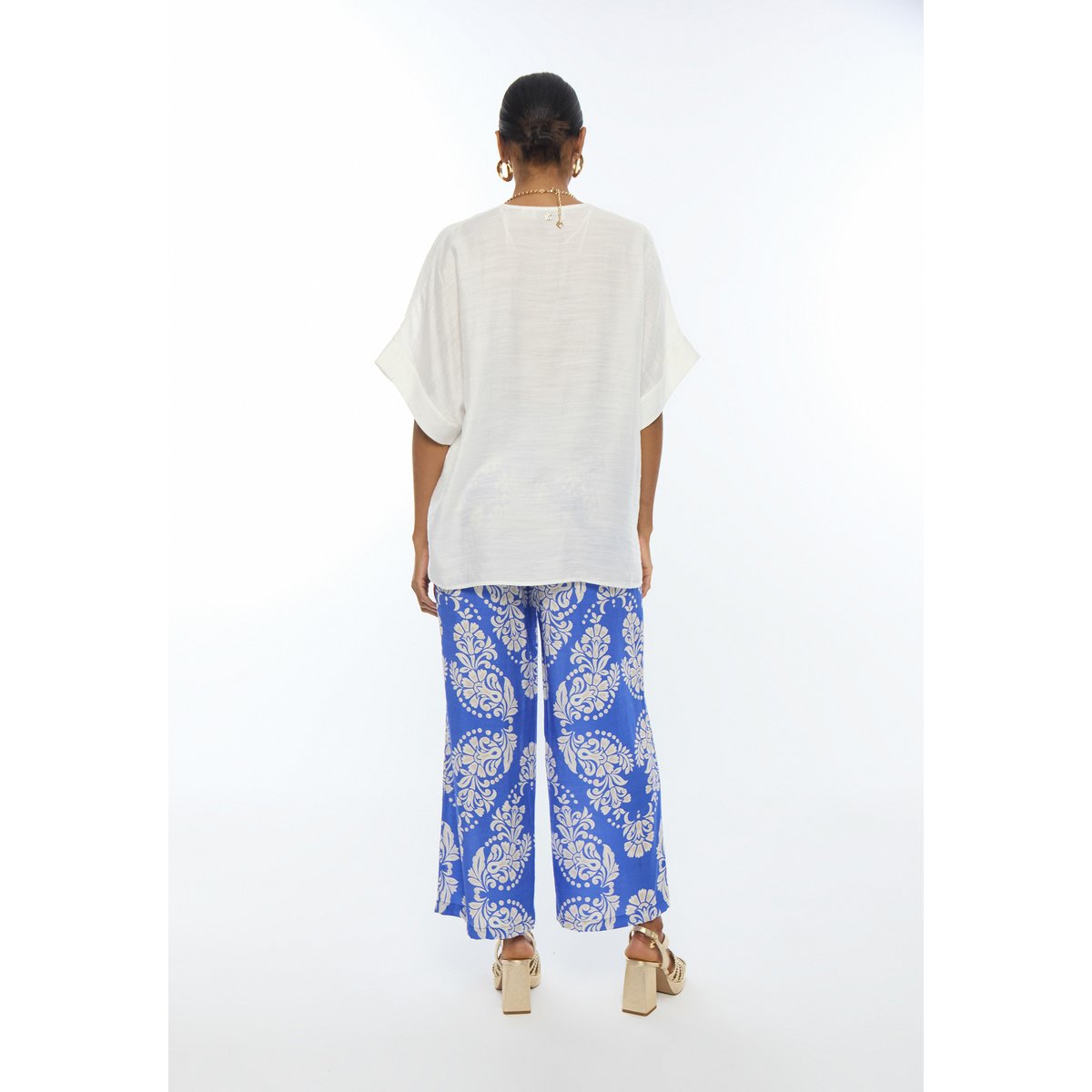 Pantalon large à imprimé paisley bleu clair, LOLA CASADEMUNT