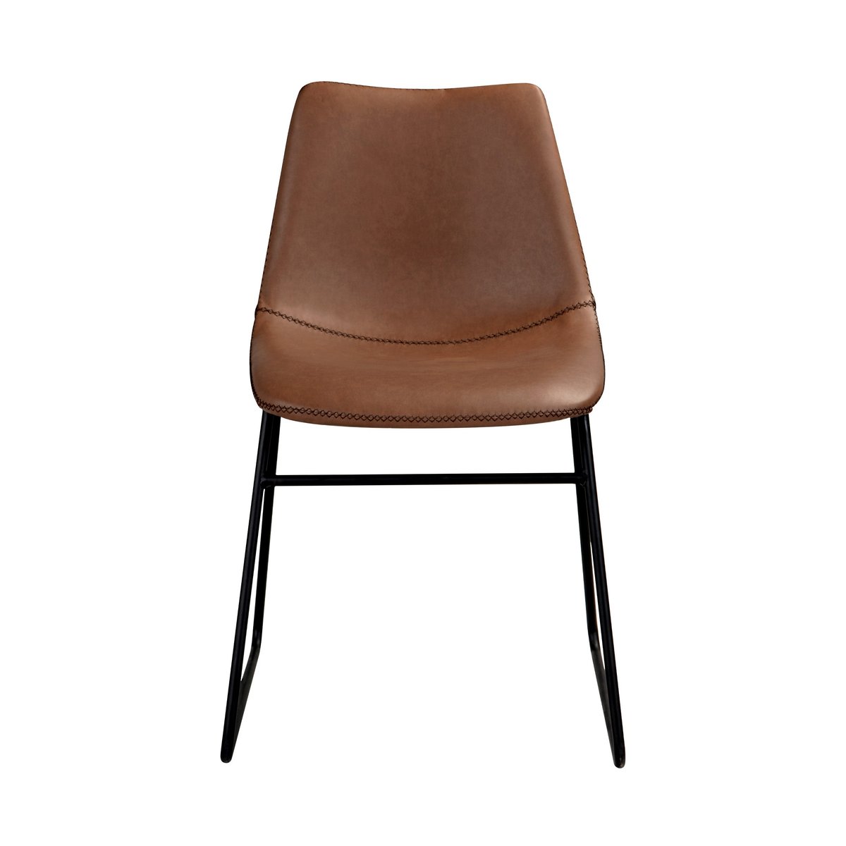 Lot de 2 chaises en cuir synthétique - GASPARD marron, MAISON PAVANE