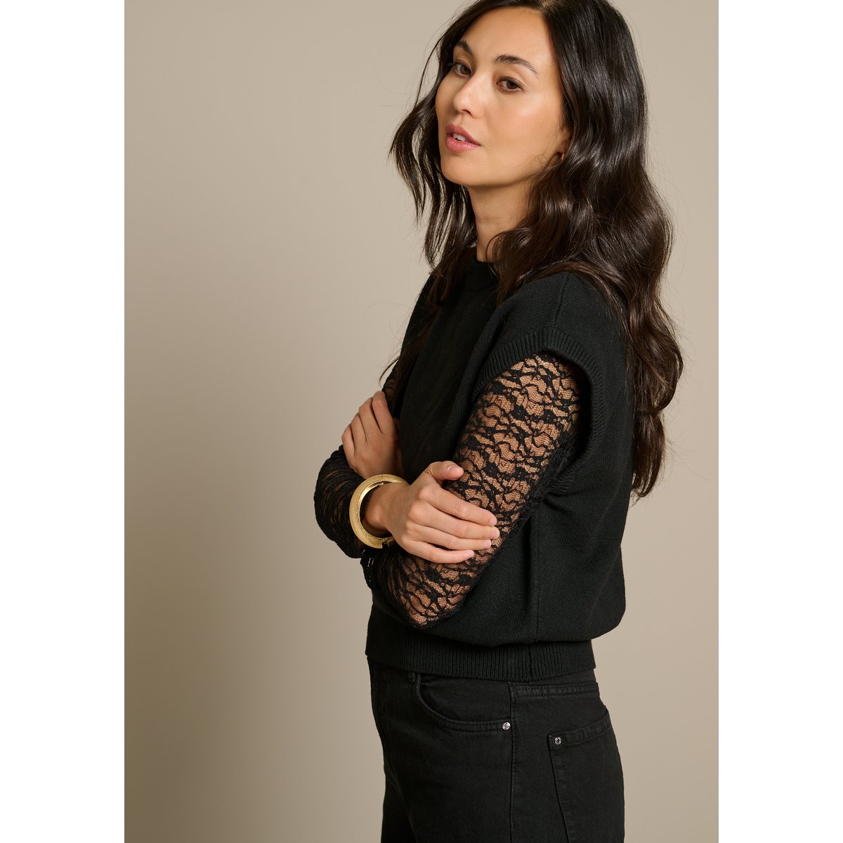 Pull sans manches noir, LOLALIZA