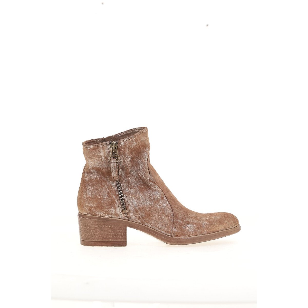Leather Ankle Boots with Zip Fastening tobacco, MJUS