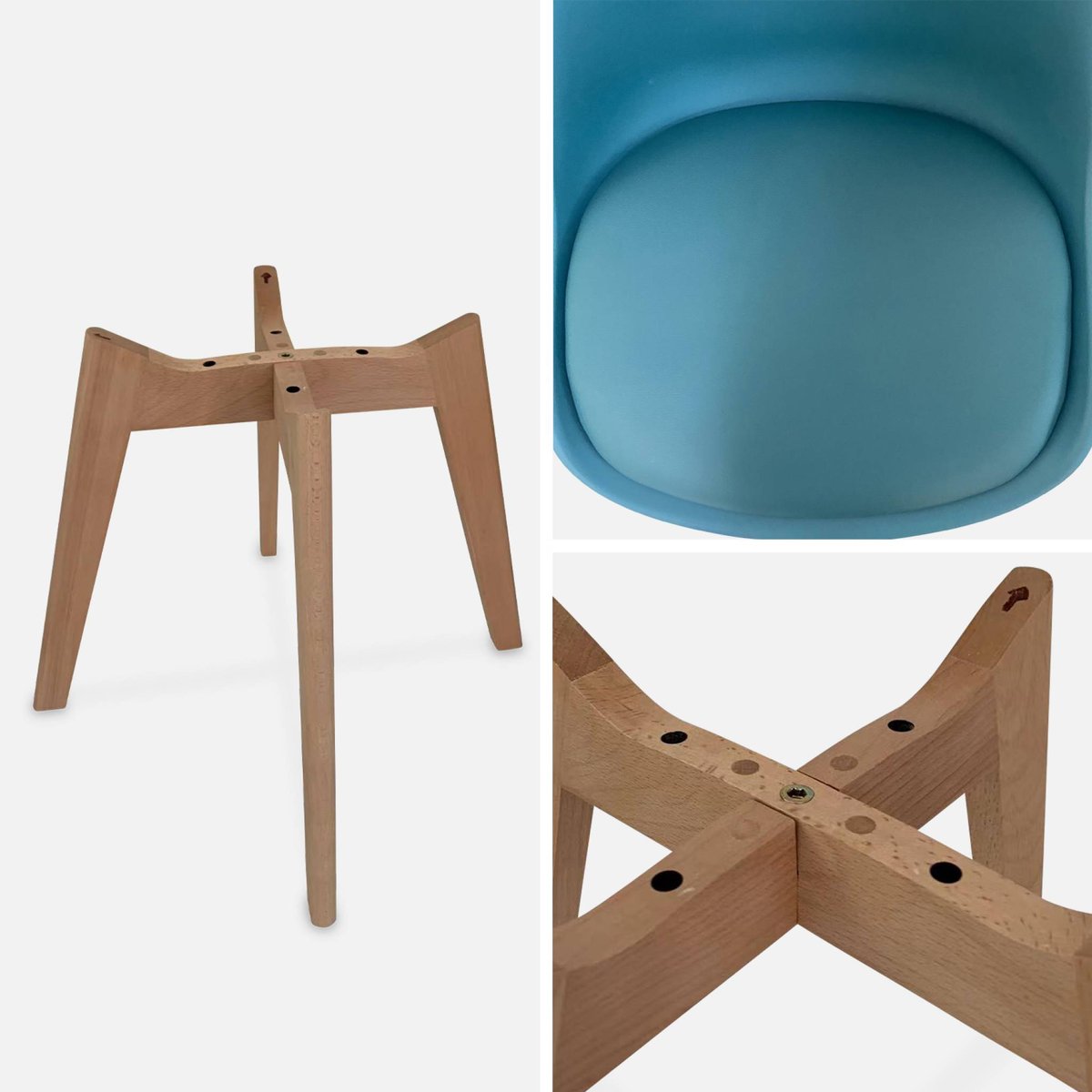 Chaise scandinave bois de hêtre (lot de 6) NILS bleu canard, SWEEEK