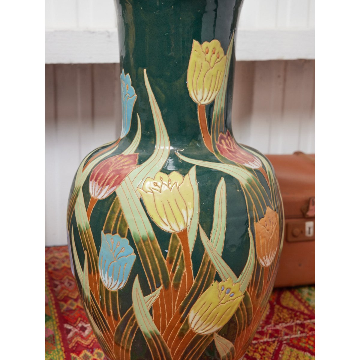 Grand vase en céramique Edmond N°200 - Bon état vert, DEBONGOUT
