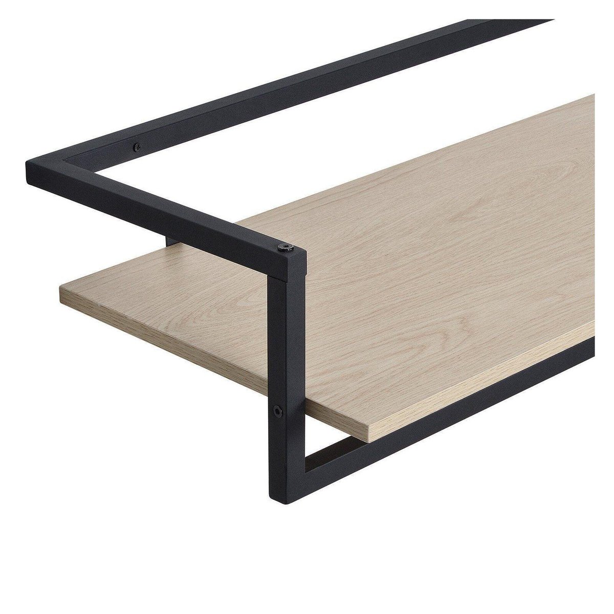 Penderie étagère murale bois et métal Etan noir et bois, MOB IN