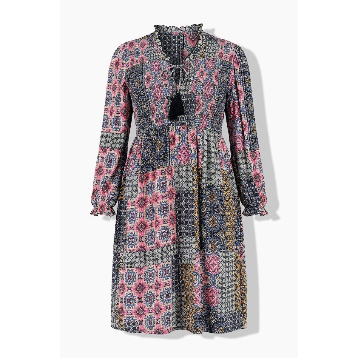 Robe midi, jeu de motifs moutarde, ULLA POPKEN