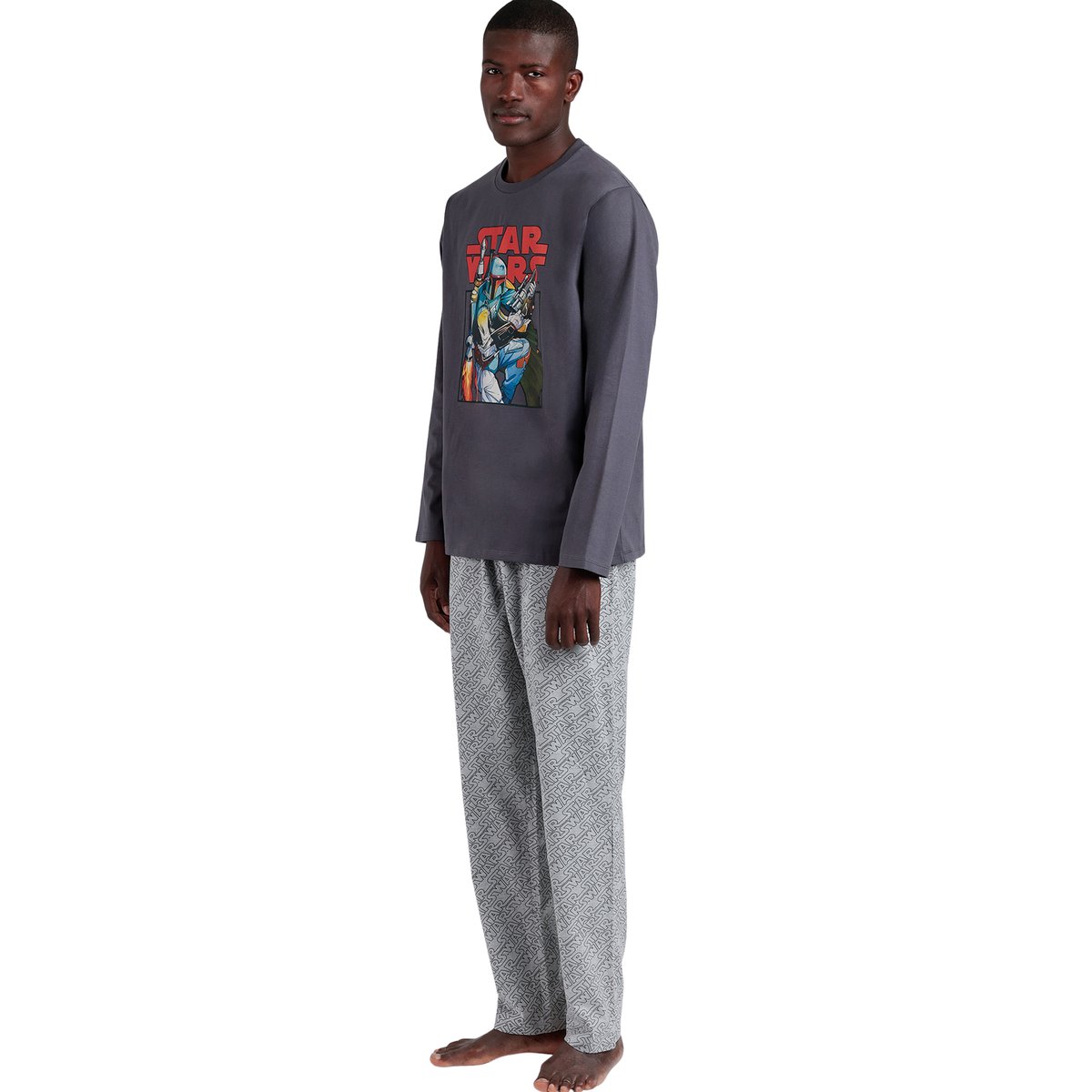 Pyjama pantalon top manches longues Boba Fett Star Wars gris, ADMAS