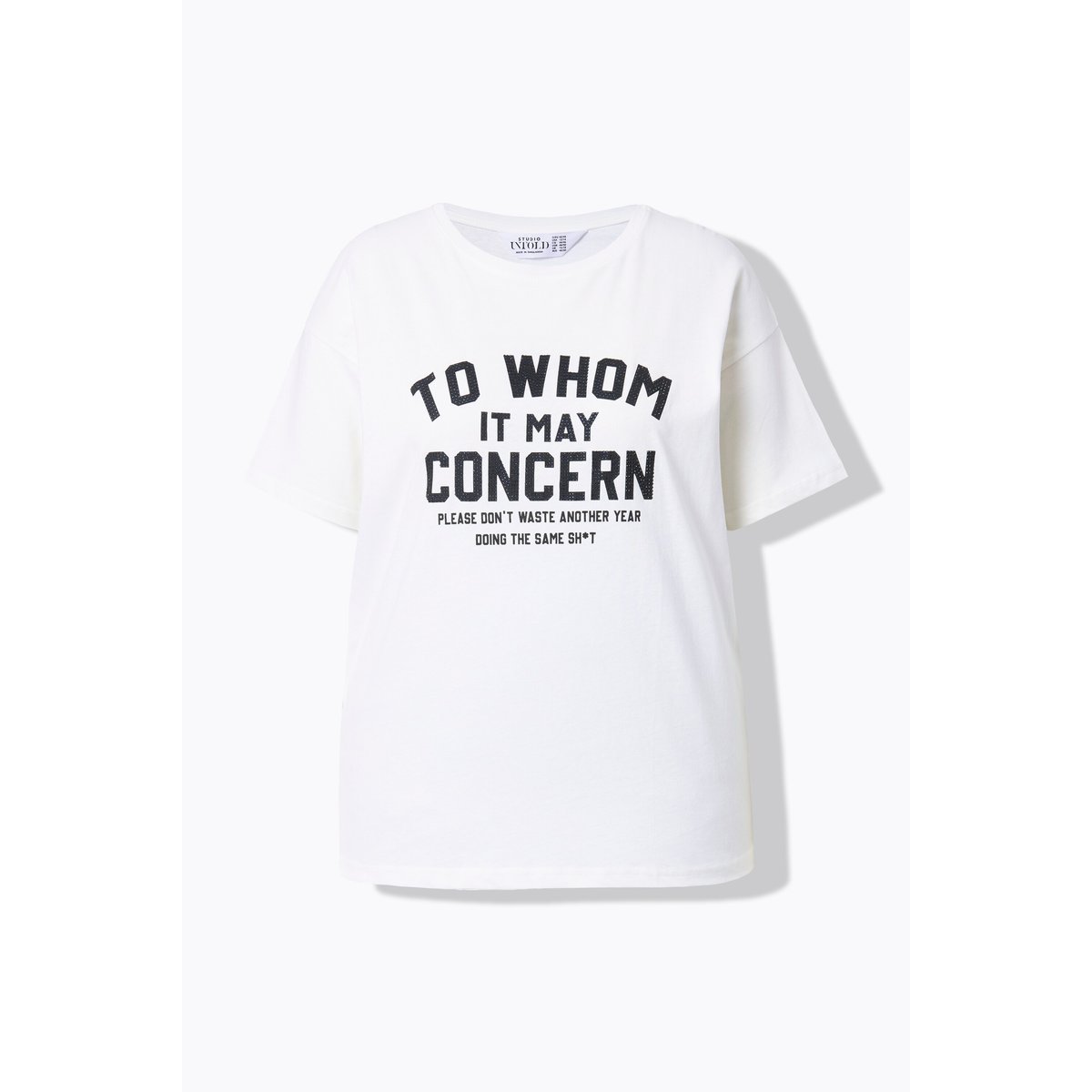 T-shirt oversize, message en strass blanc cassé, STUDIO UNTOLD