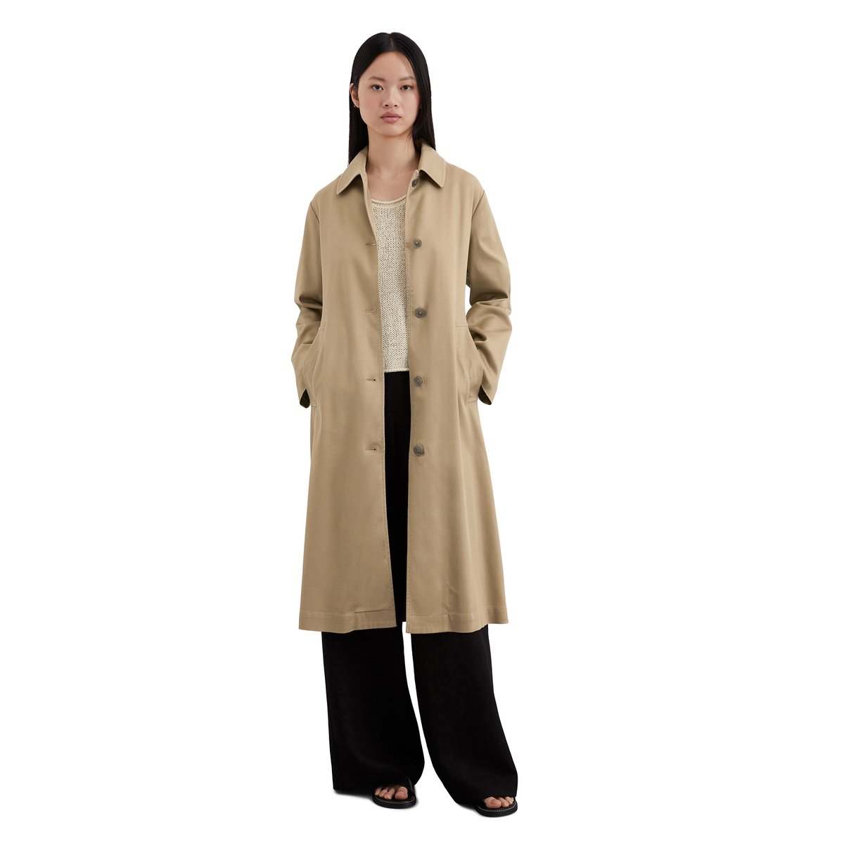 Car Coat fluide relaxed en sergé de lyocell beige, MARC O'POLO