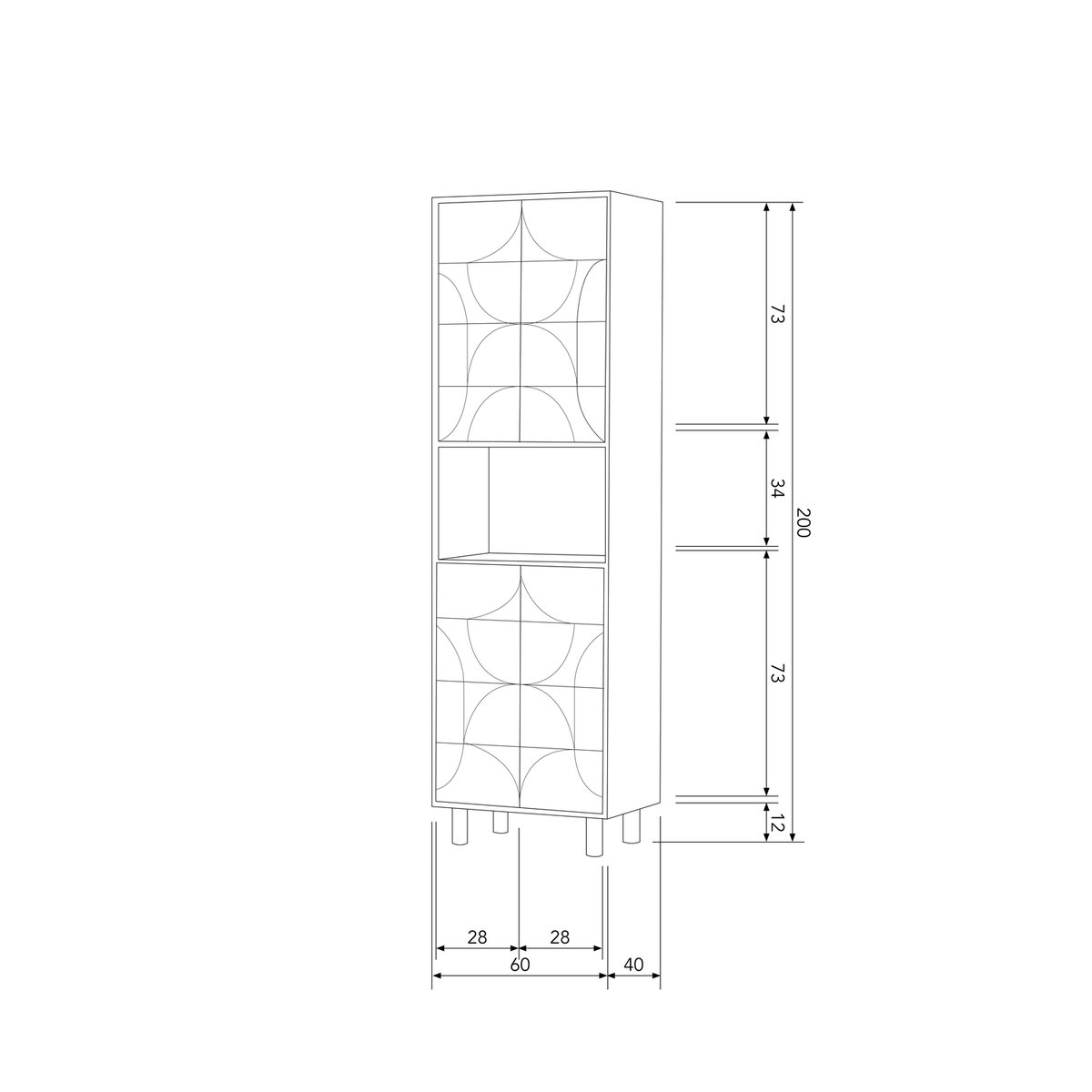 Armoire 4 portes en manguier DRAW noyer, WOOOD