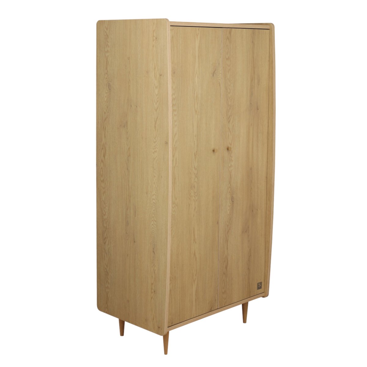 Armoire 2 portes avec pieds bois et poignées métal marron, SAUTHON