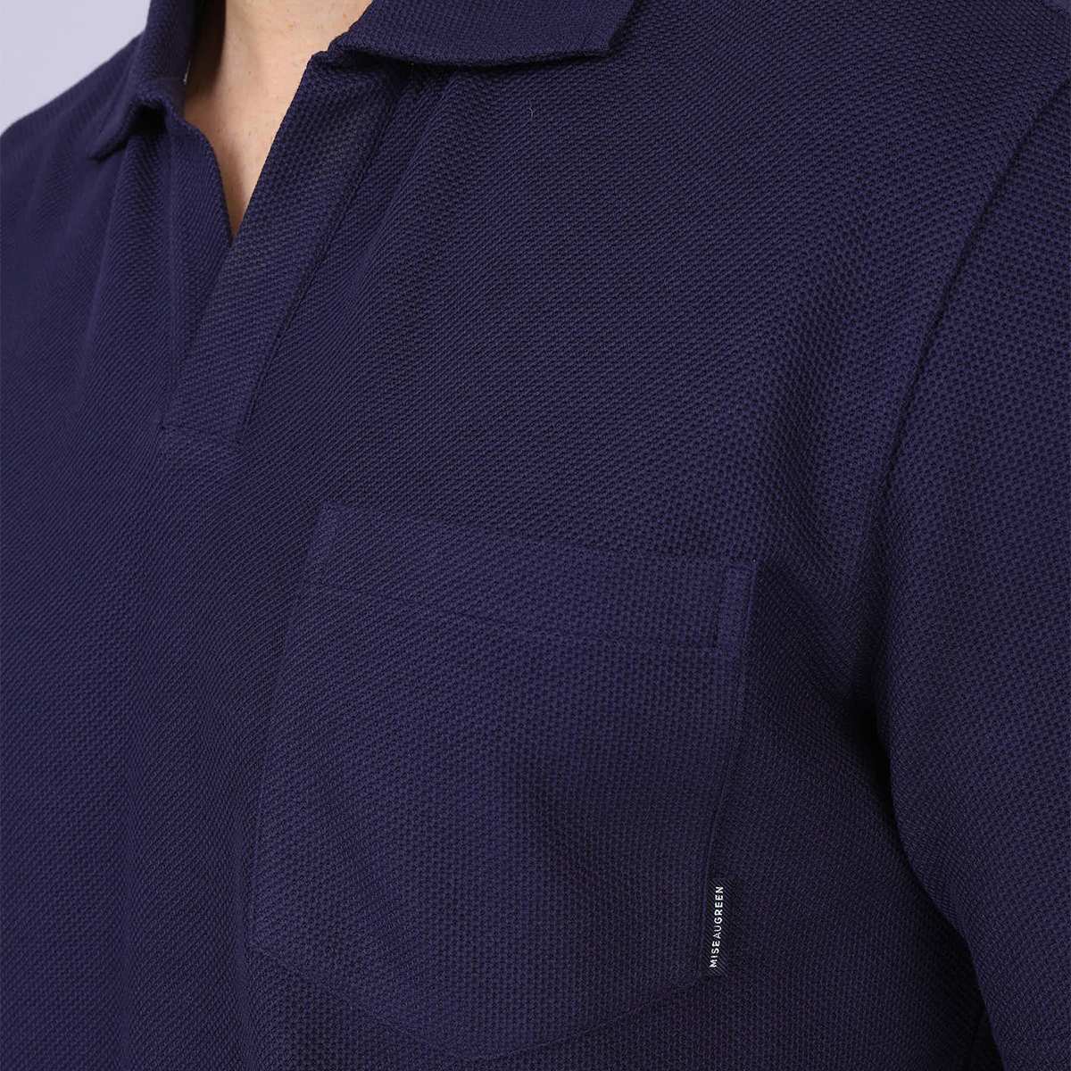 Polo col V Hughes bleu marine, MISE AU GREEN