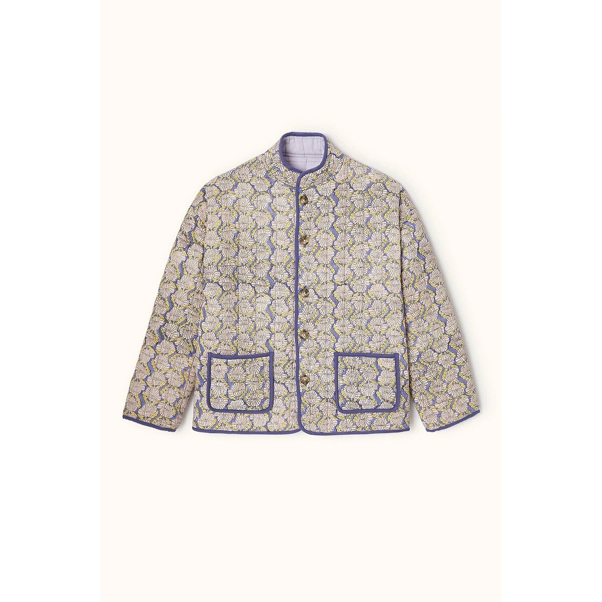 Giacca trapuntata reversibile, VANITA stampa floreale blu, APACHES COLLECTIONS