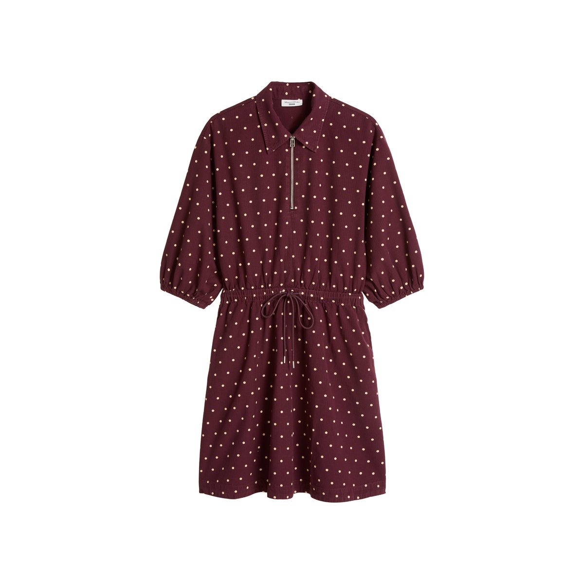Robe courte en seersucker, coupe trapèze en pur coton bio rot, MARC O’POLO DENIM