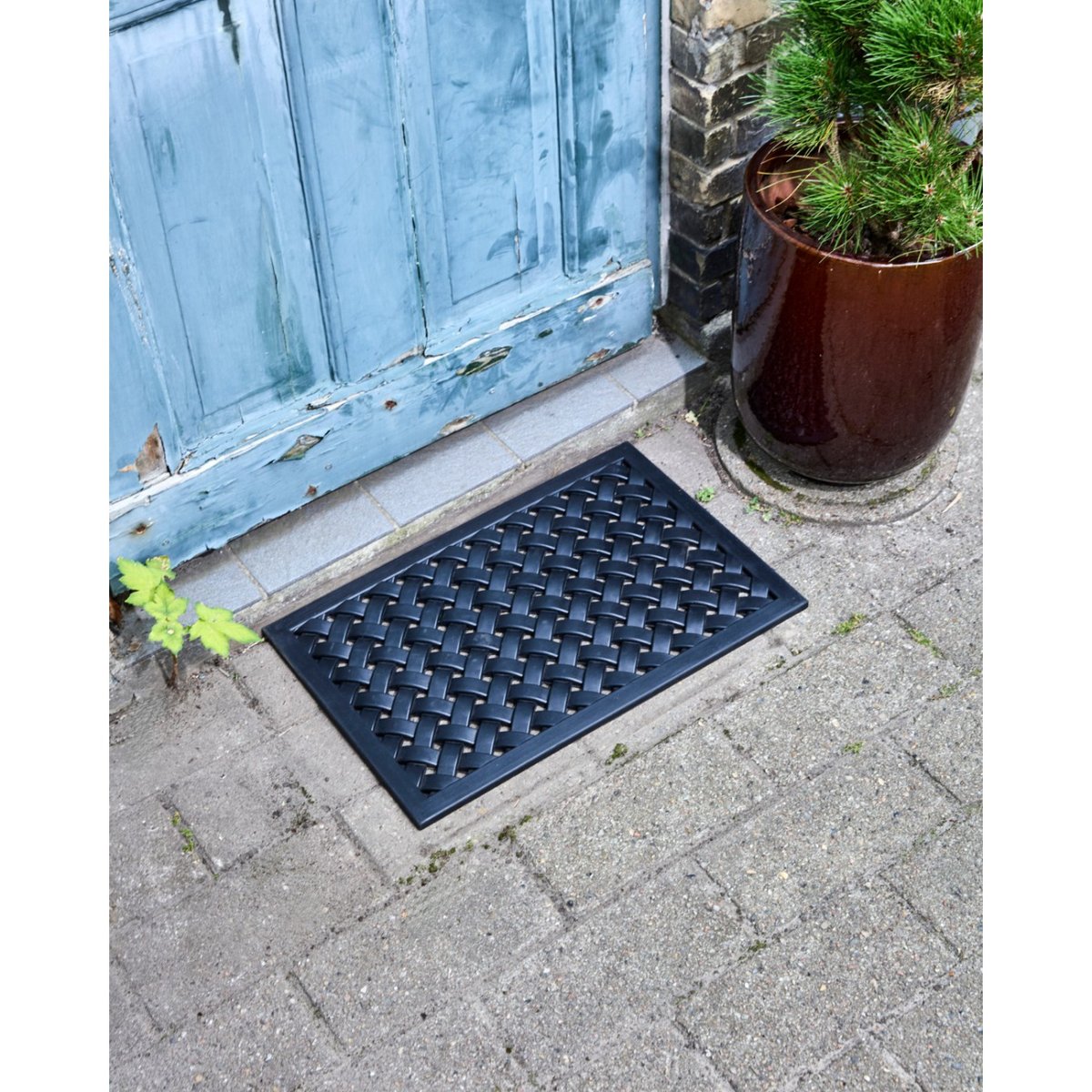 Paillasson en caoutchouc Braid 60 x 40 cm noir, HOUSE DOCTOR