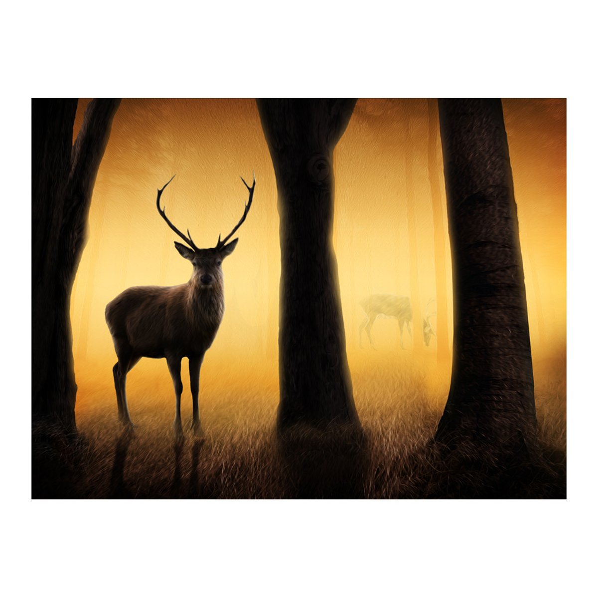 Papier peint intissé panoramique Animaux Deer in his natural habitat orange / cuivré, EDEN