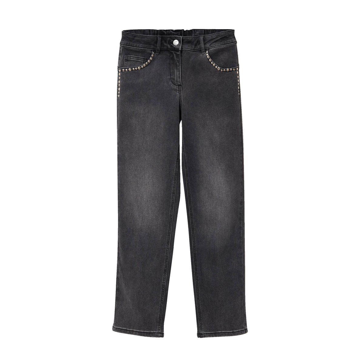 Jean droit 7/8ème taille basculée denim gris, BREAL