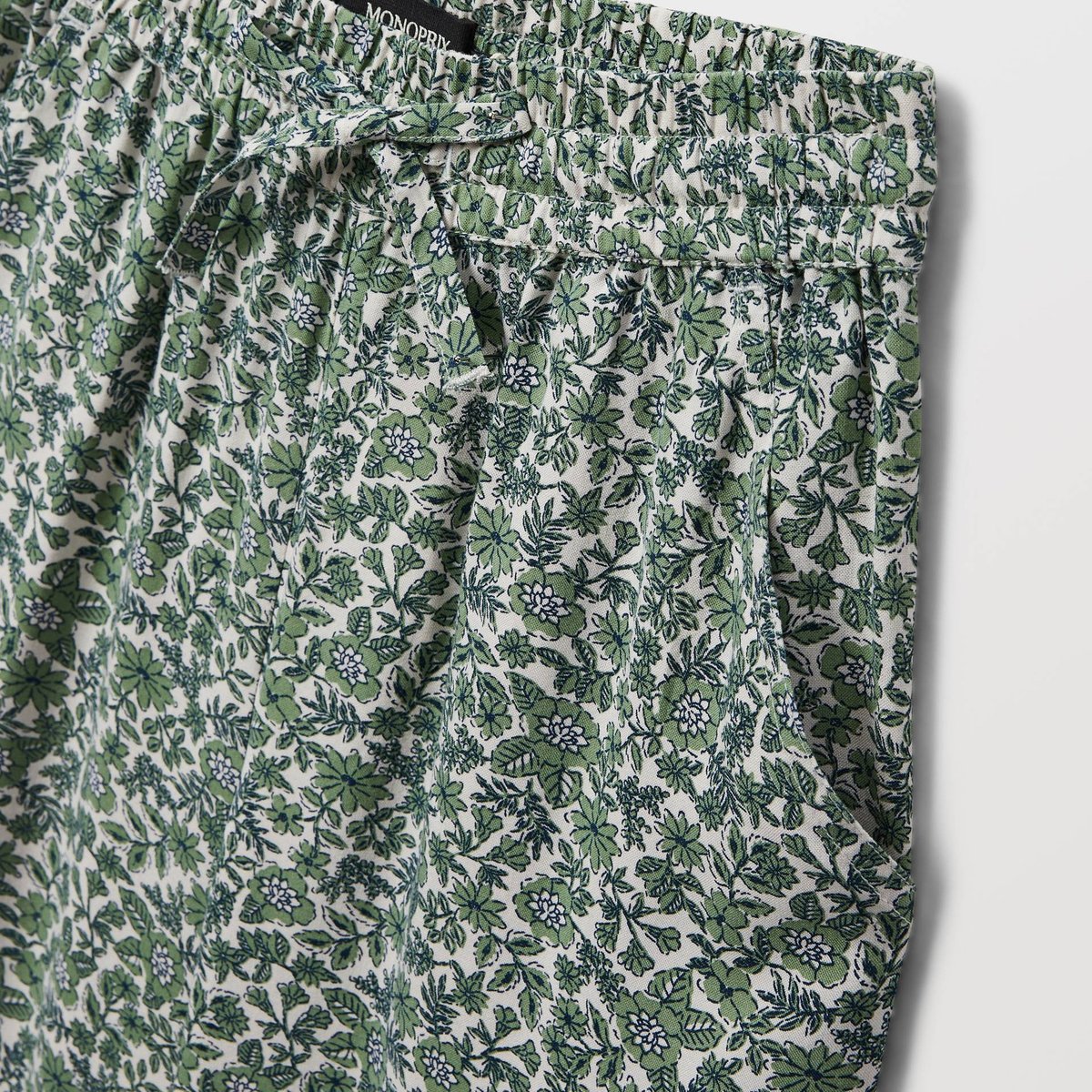 Pantalon taille élastiquée fluide imprimé celeri, MONOPRIX
