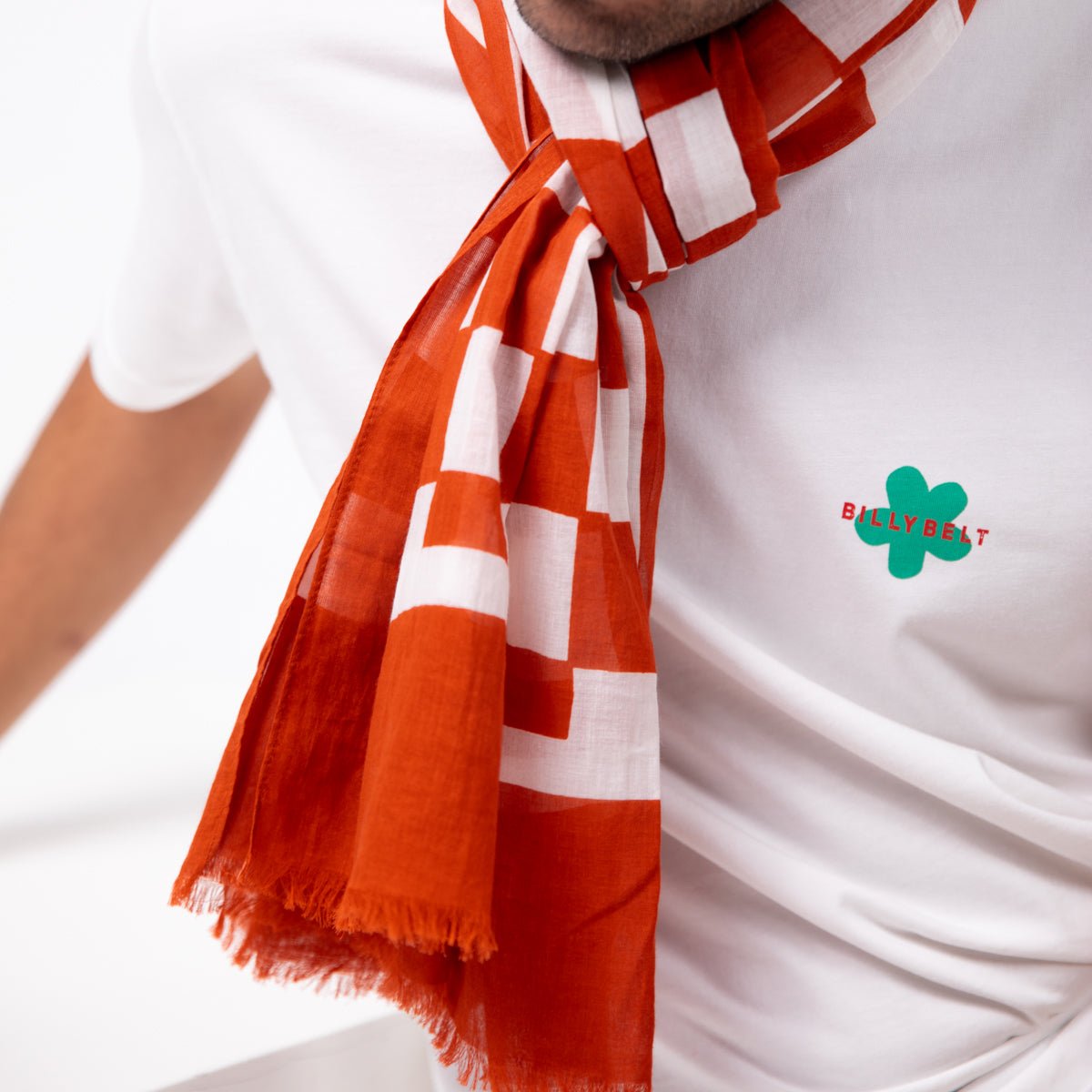 Foulard en coton biologique orange et blanc, BILLYBELT