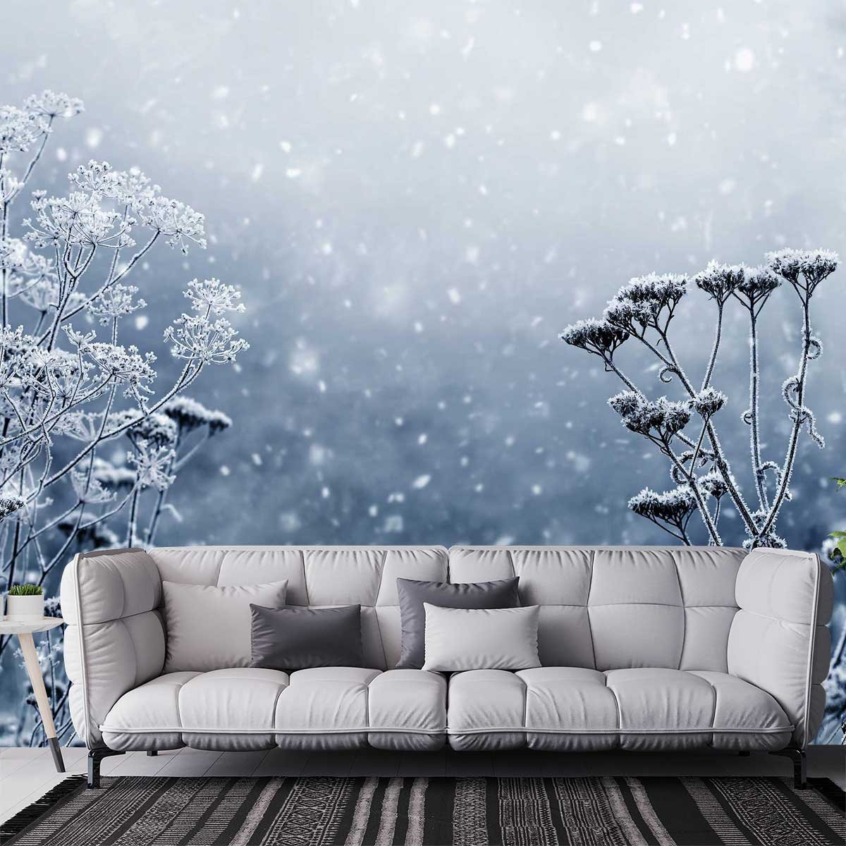 Papier peint panoramique Givre bleu intissé, HEXOA