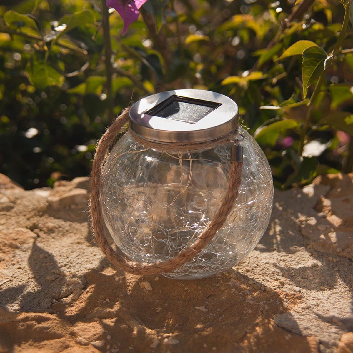Lot de 2 boules solaires CRACK blanc, LUMISKY