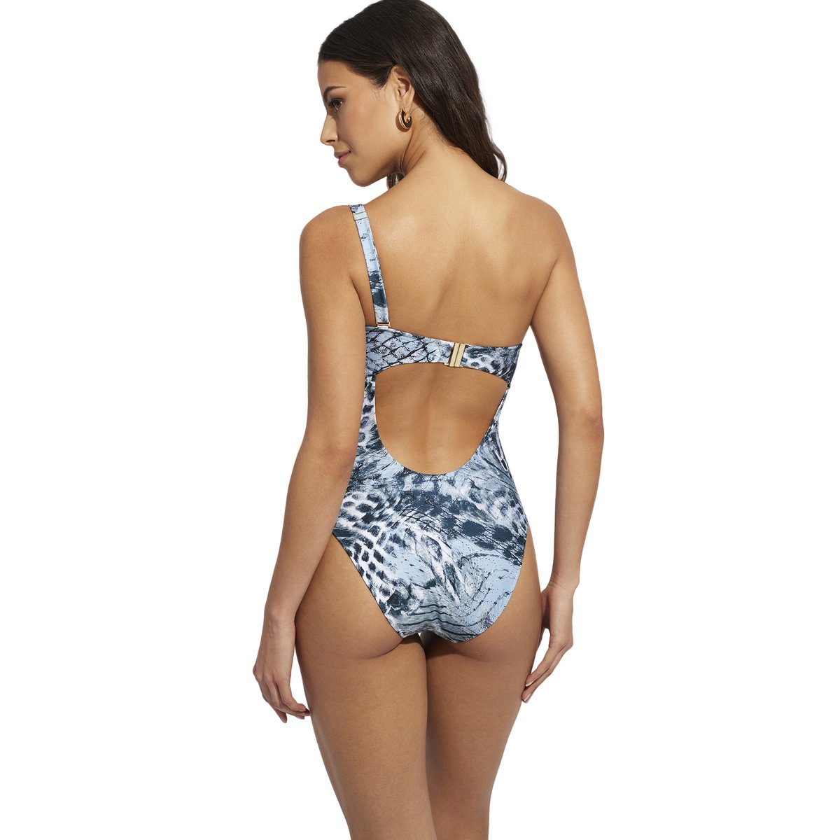 Maillot de bain une pièce armaturé asymétrique Zanzibar bleu, SELMARK MARE