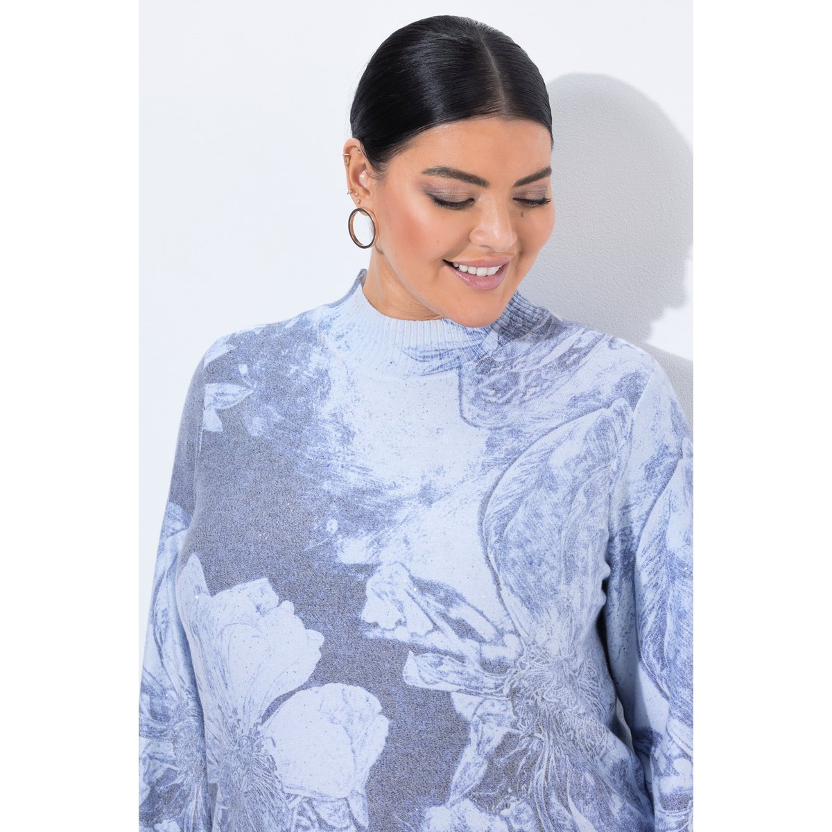 Pull à col montant et manches longues, strass marine foncé, ULLA POPKEN