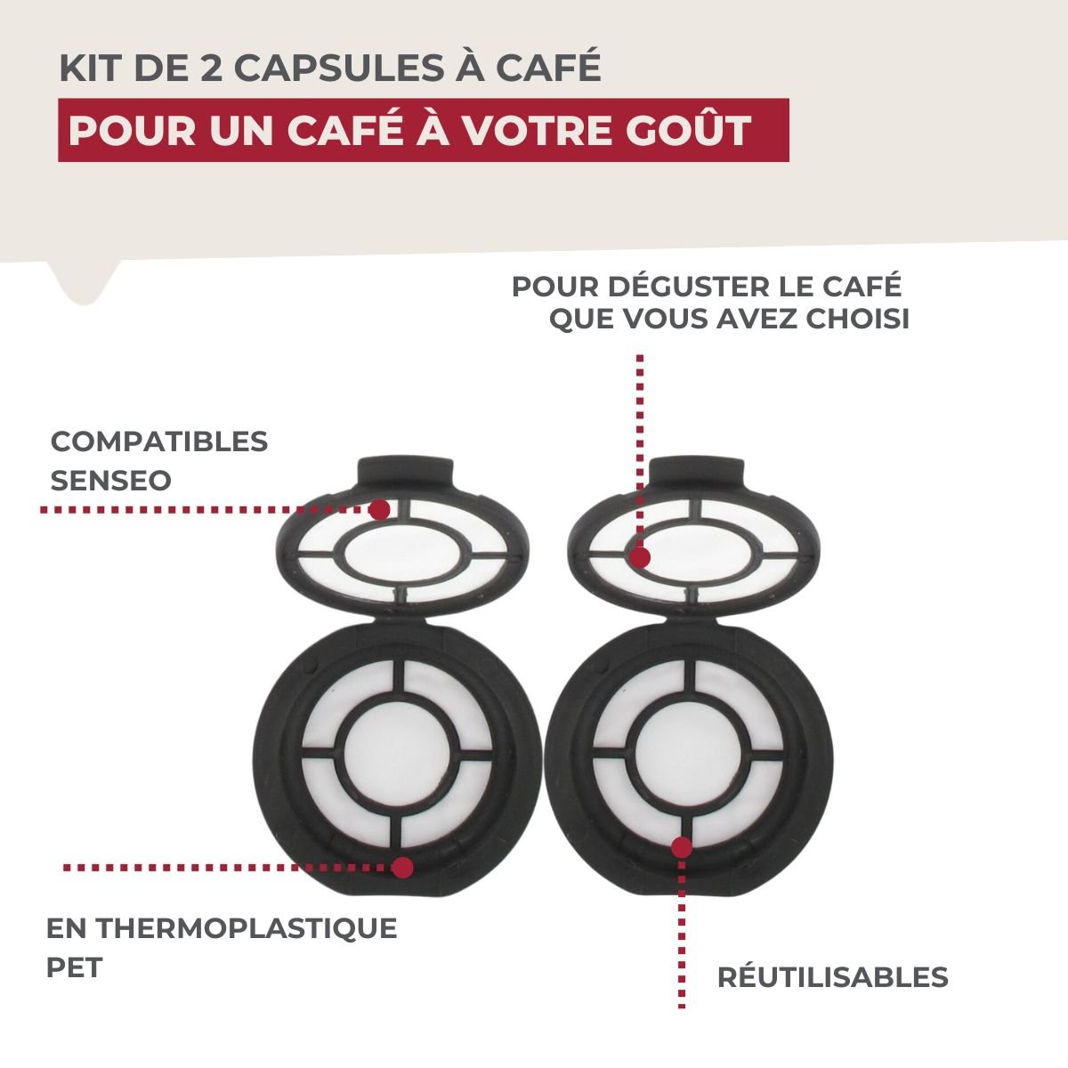 Ensemble de 4 capsules à café réemployables PETIT DÉJEUNER noir, FACKELMANN