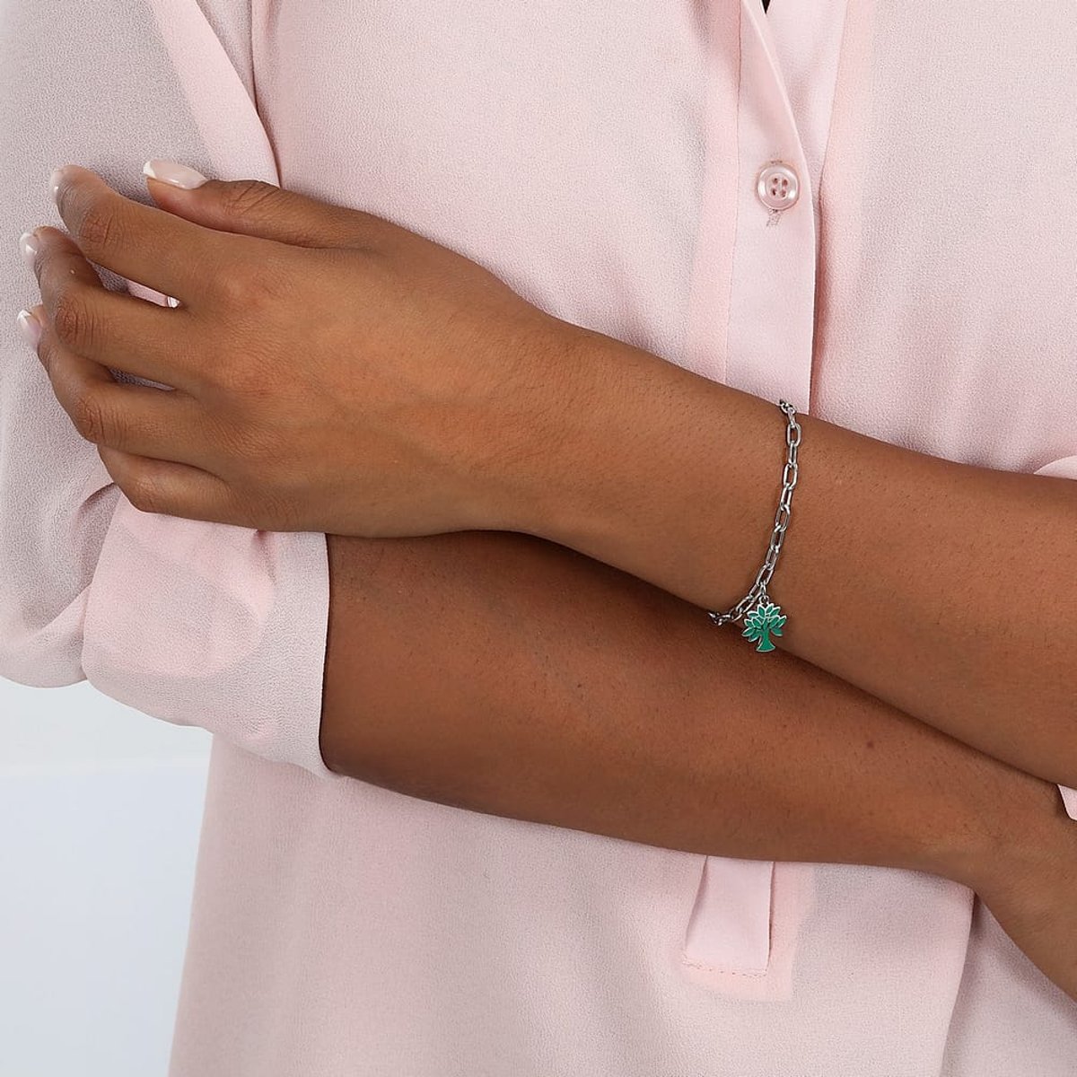 Bracelets en Acier/email et Email argent et vert, LA PETITE STORY