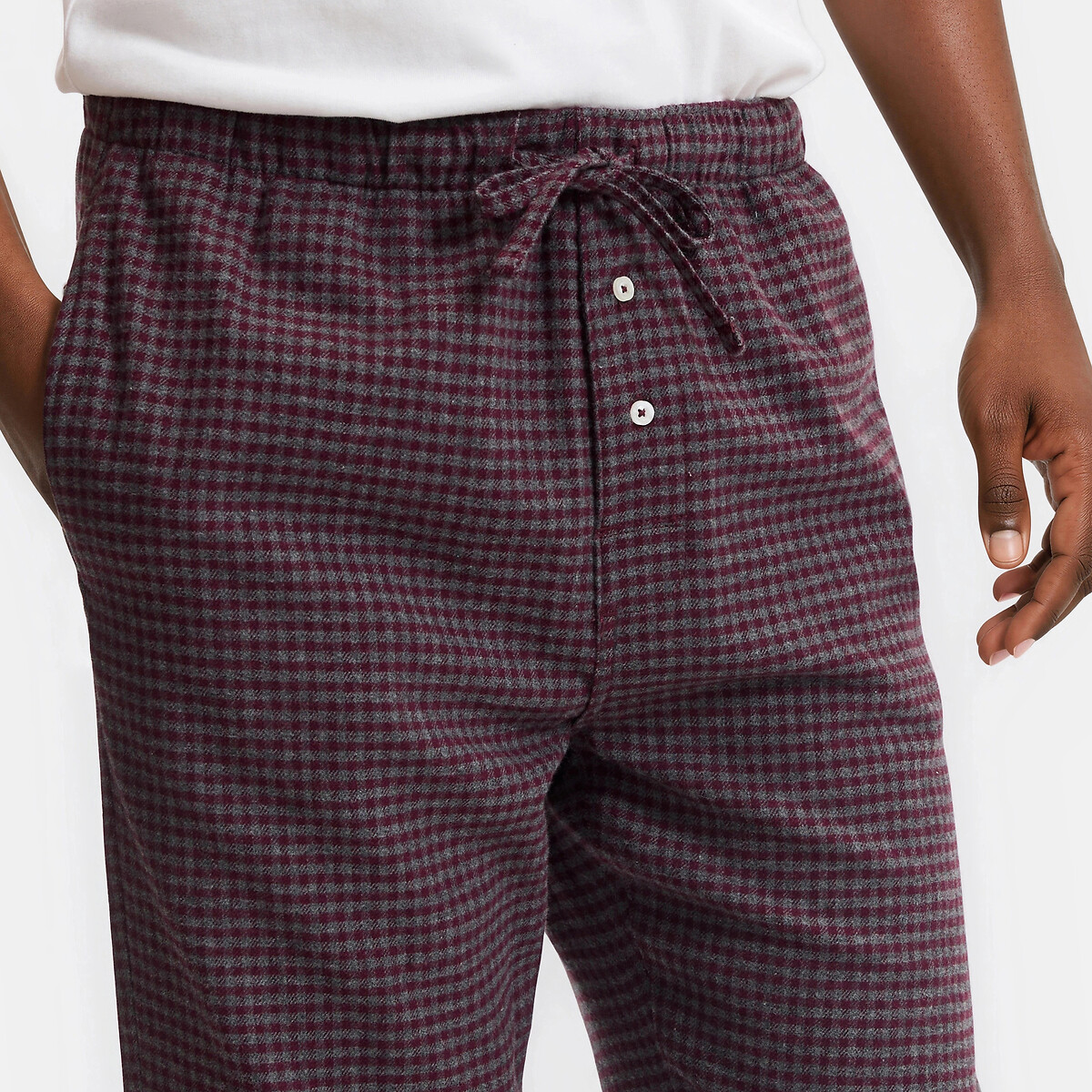 Pantalon de pyjama coton carreaux bordeaux, LA REDOUTE COLLECTIONS