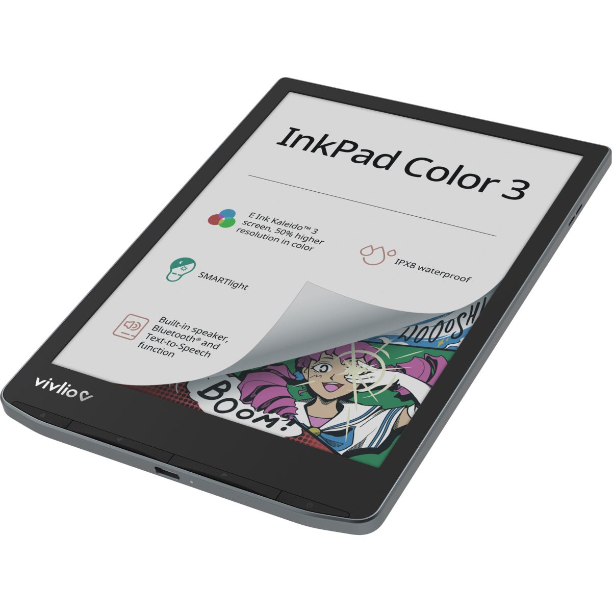 Liseuse eBook INKPAD COLOR 3 Bleu acier couleur unique, VIVLIO