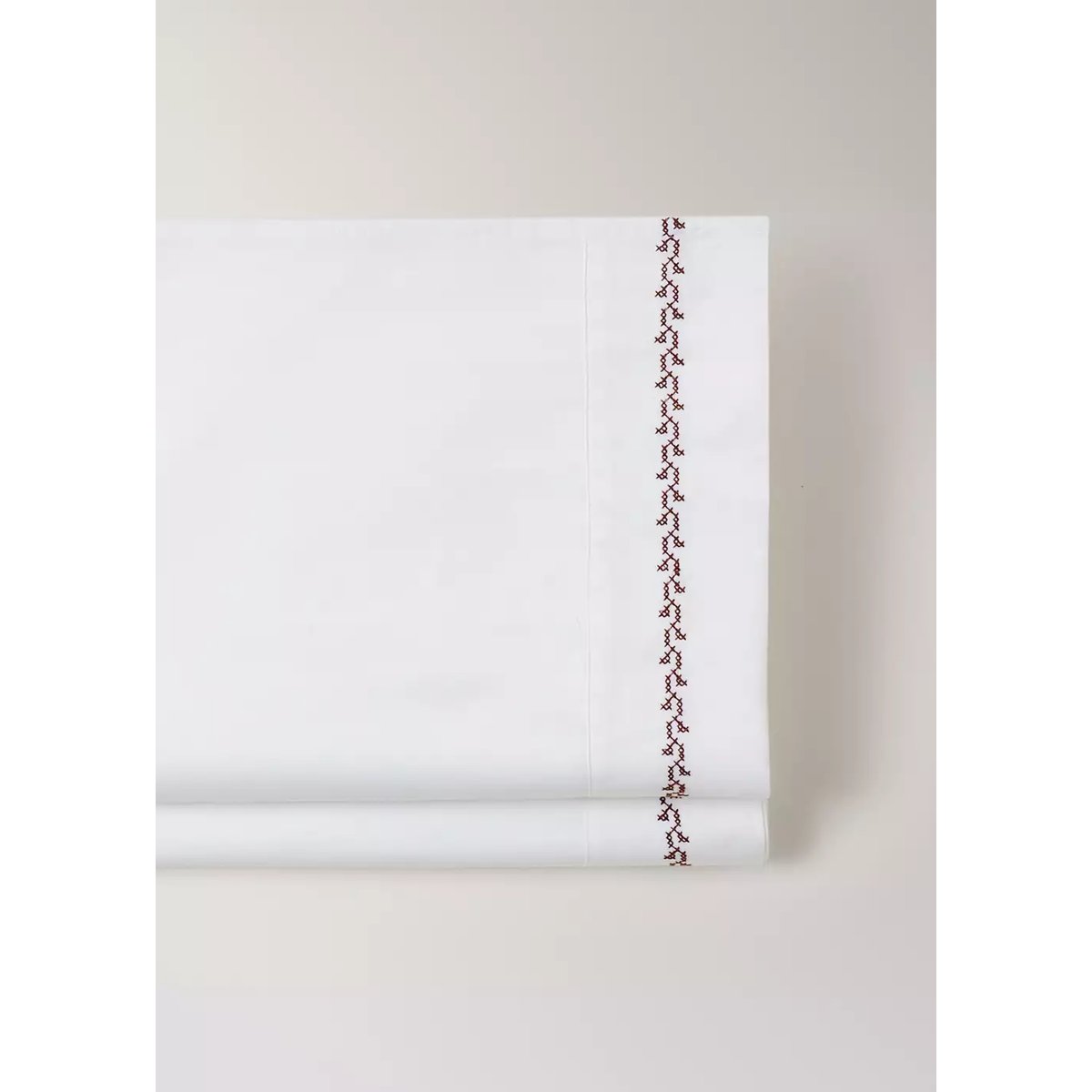 Drap coton broderie Lit 150/160 cm rouge, MANGO HOME