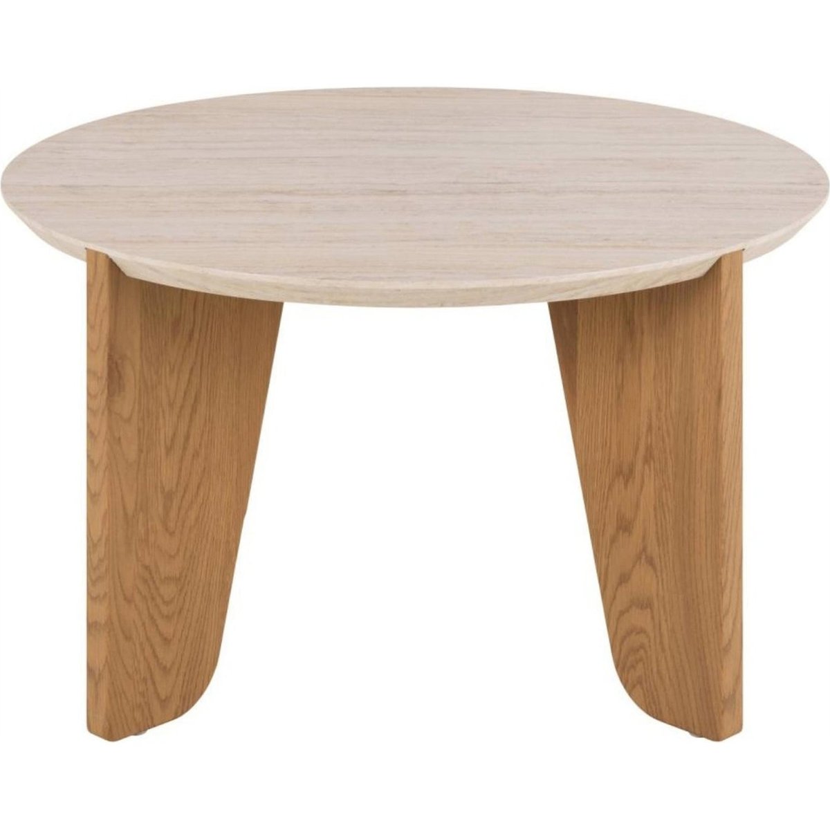 Table basse ronde effet travertin et chêne travertin et chêne sauvage, RECOLLECTION