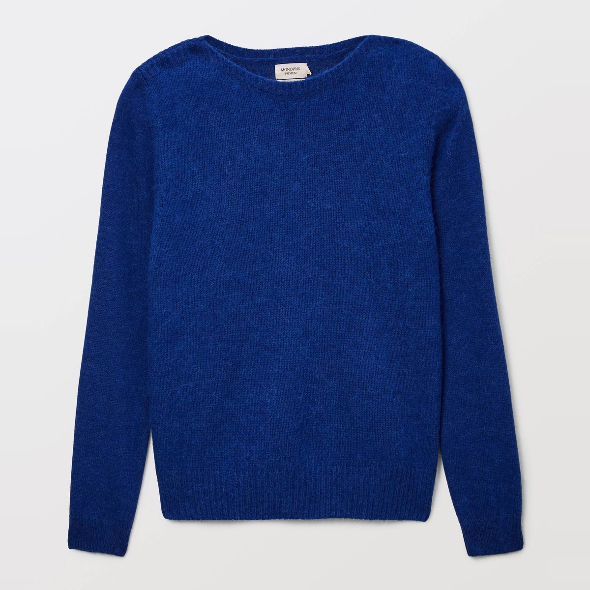 Pull col bateau uni contenant de l'alpaga cobalt, MONOPRIX