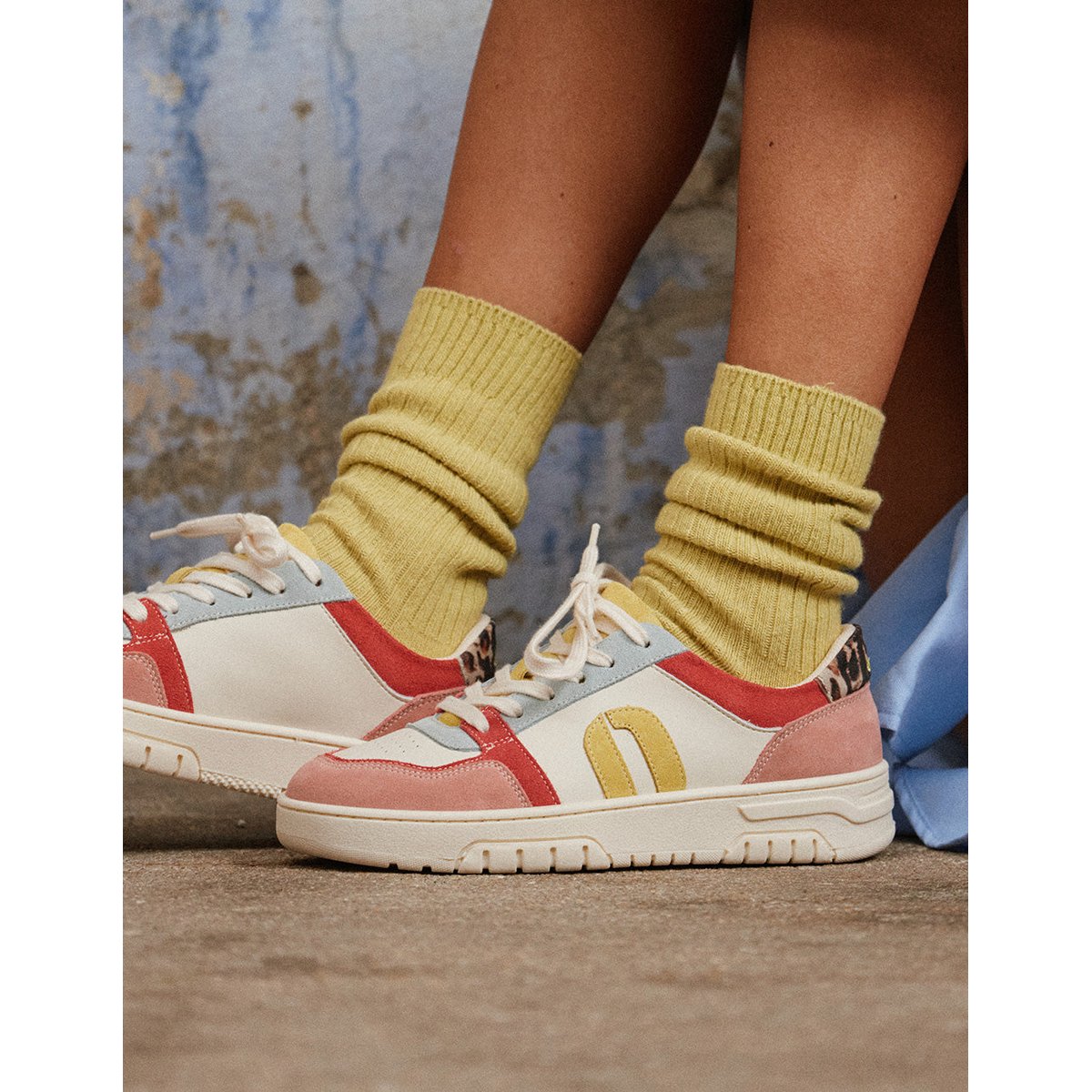 Baskets basses NORA rose ciel citron, ODAJE