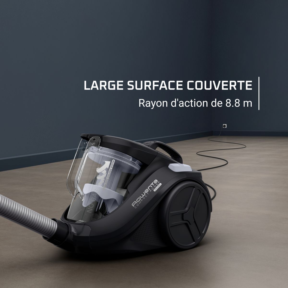 Aspirateur sans sac RO3726EA Compact Power Cyclonic couleur unique, ROWENTA