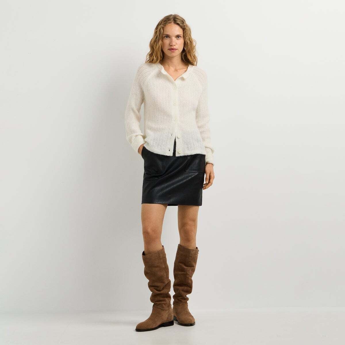 Cardigan En Maille Avec Fermeture Boutonnée blanche mousse, PEPE JEANS