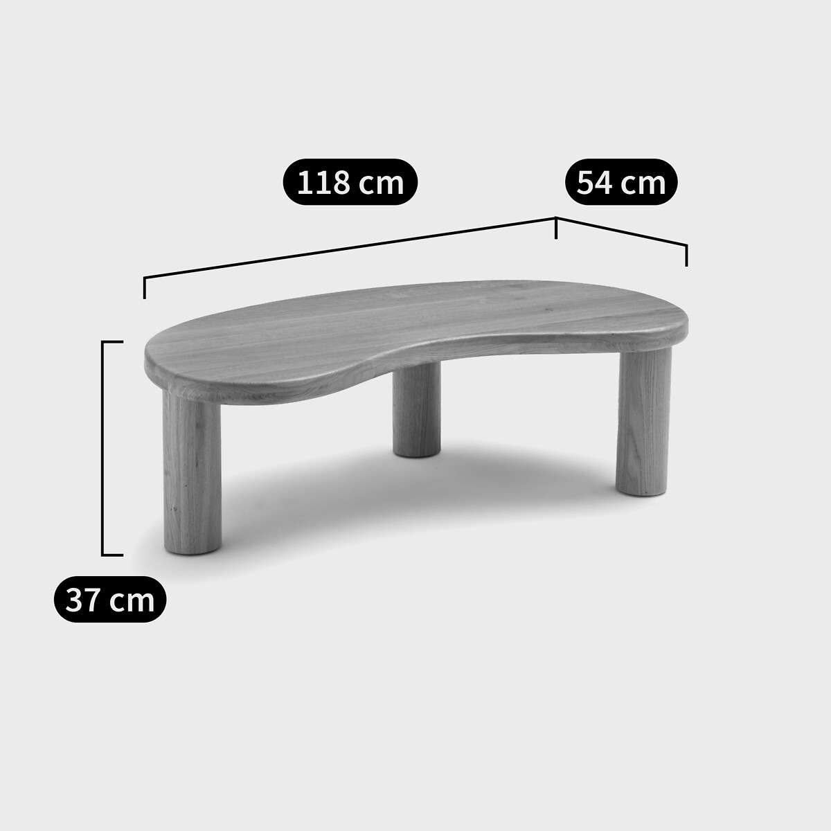 Rodi Organic Solid Oak Coffee Table, Length 118cm oak, LA REDOUTE INTERIEURS