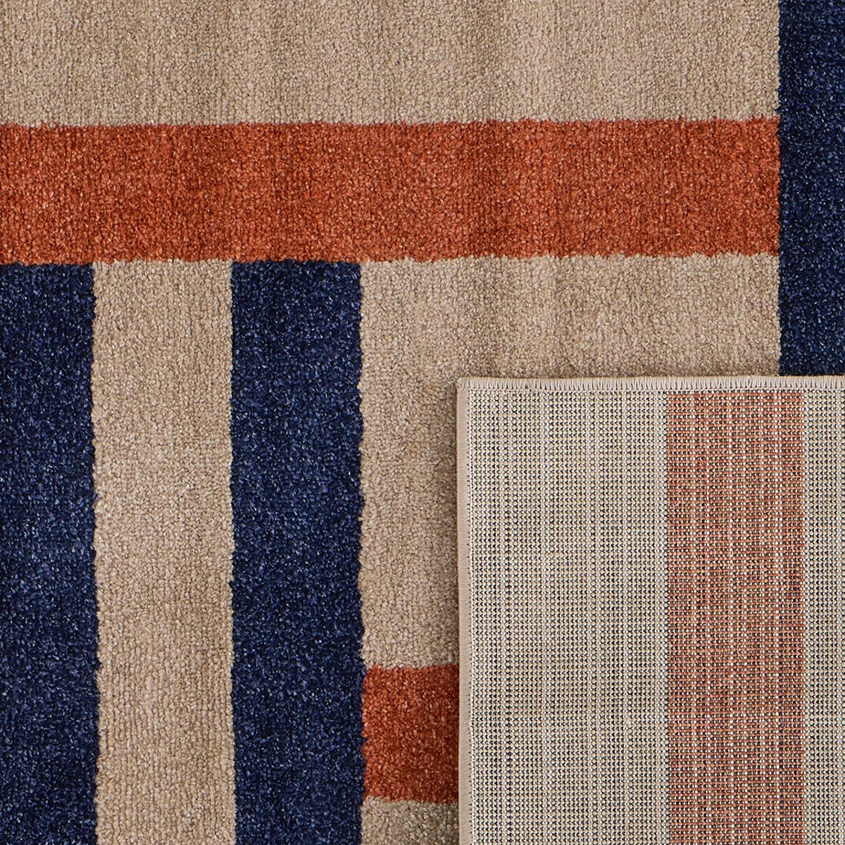 Tapis intérieur à motif graphique moderne SANTAL bleu, NAZAR RUGS