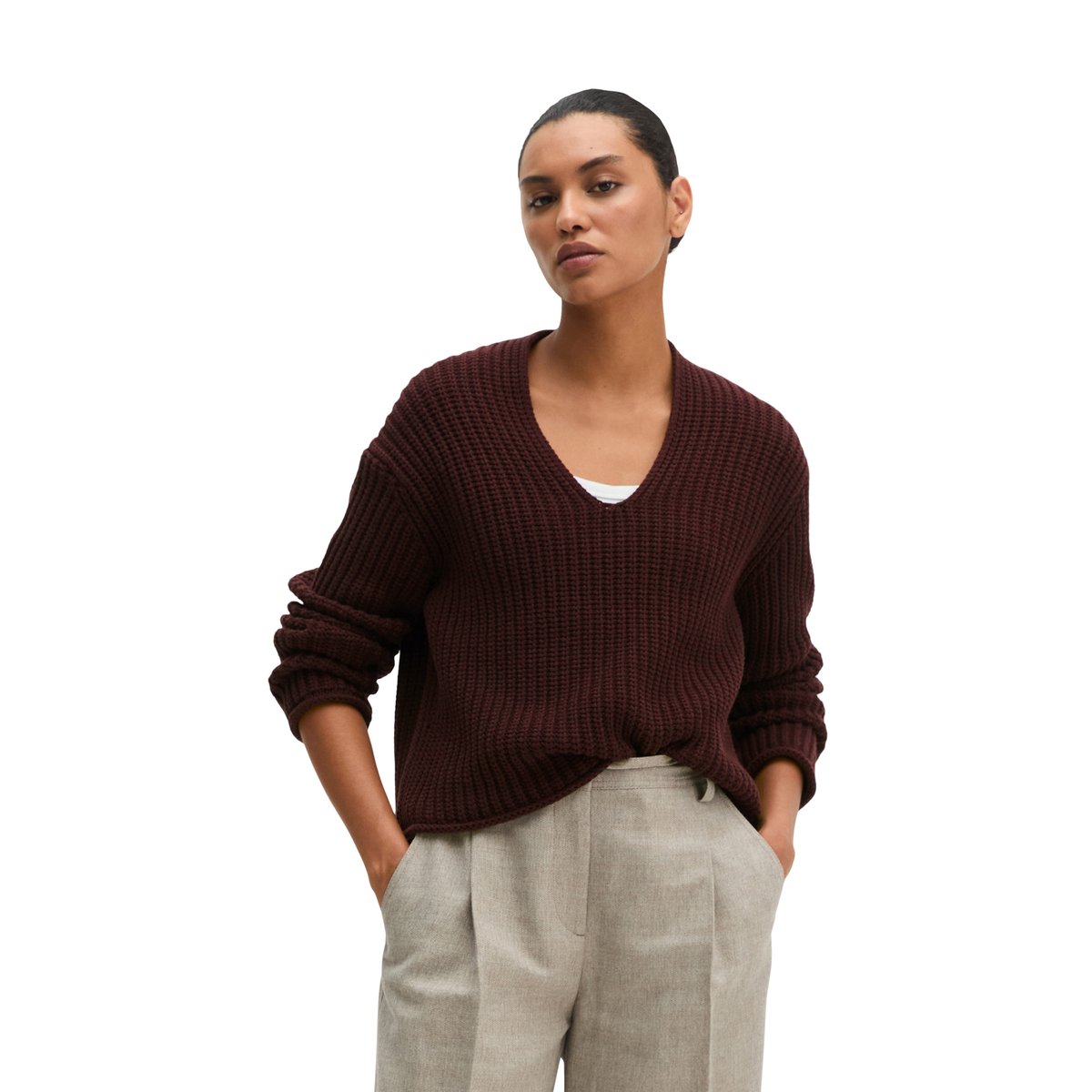 Pull en vrac en mélange de coton organique rouge, MARC O'POLO