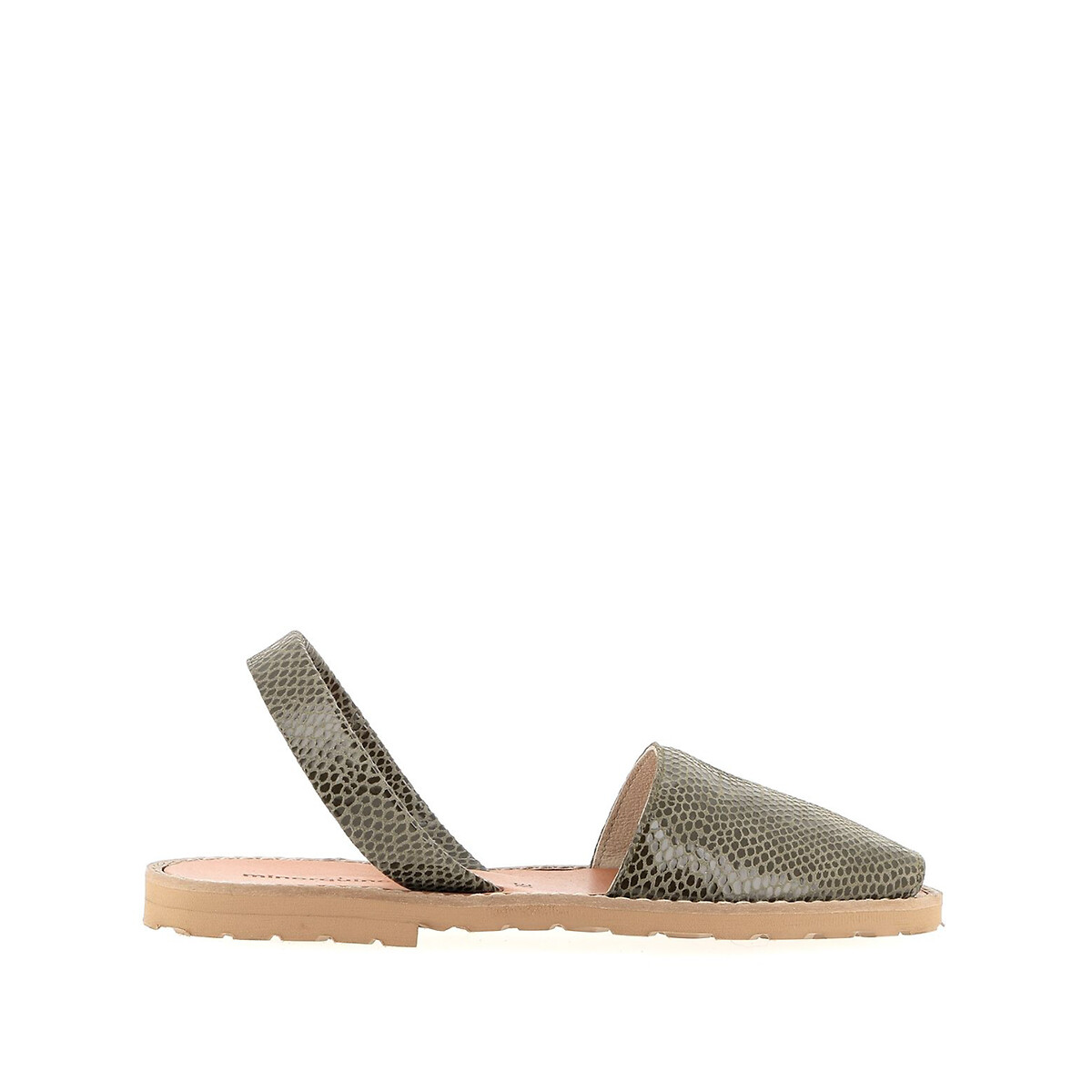 Sandales plates en cuir Avarca kaki, MINORQUINES